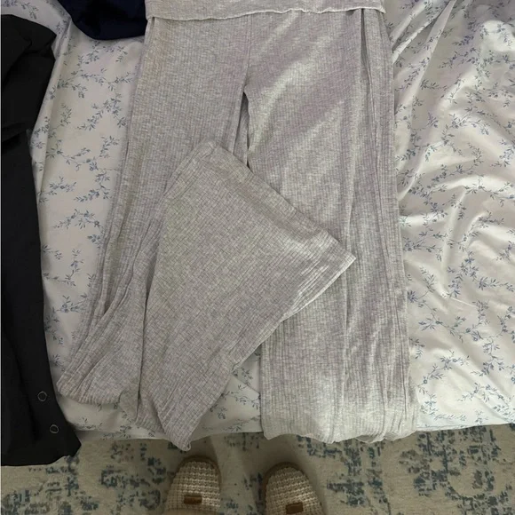 Garage Light Gray Ribbed Pants - Picture 1 of 2